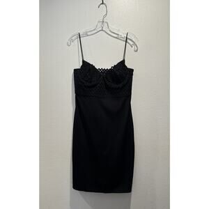 Catherine Malandrino Size 10 Black Dress Underwire Bustier Silk Blend Cut Out